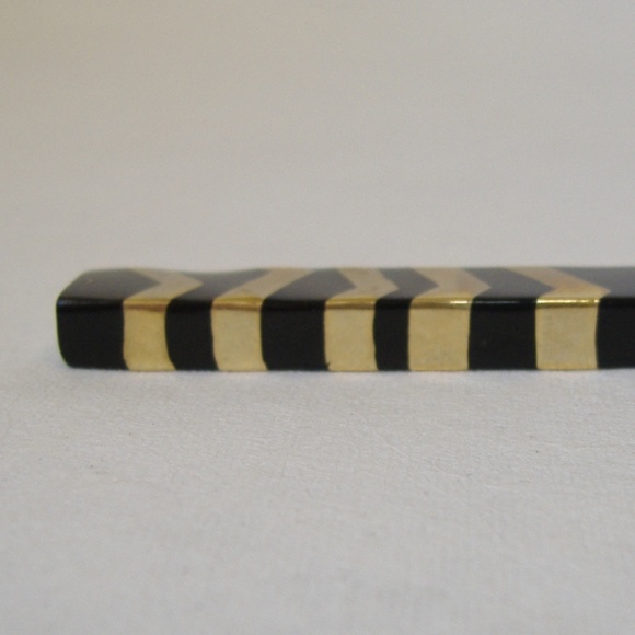 Black Resin Gold Pendant Slide Contemporary Handcrafted Necklace Artist Signed - Picture 5 of 7